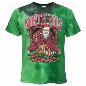 ’47 Vintage Tubular Hockey Santa Graphic Tee Men’s XL NWT Green Tie-Dye
